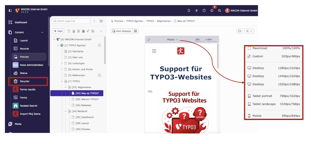 Screenshot Vorschau Modul